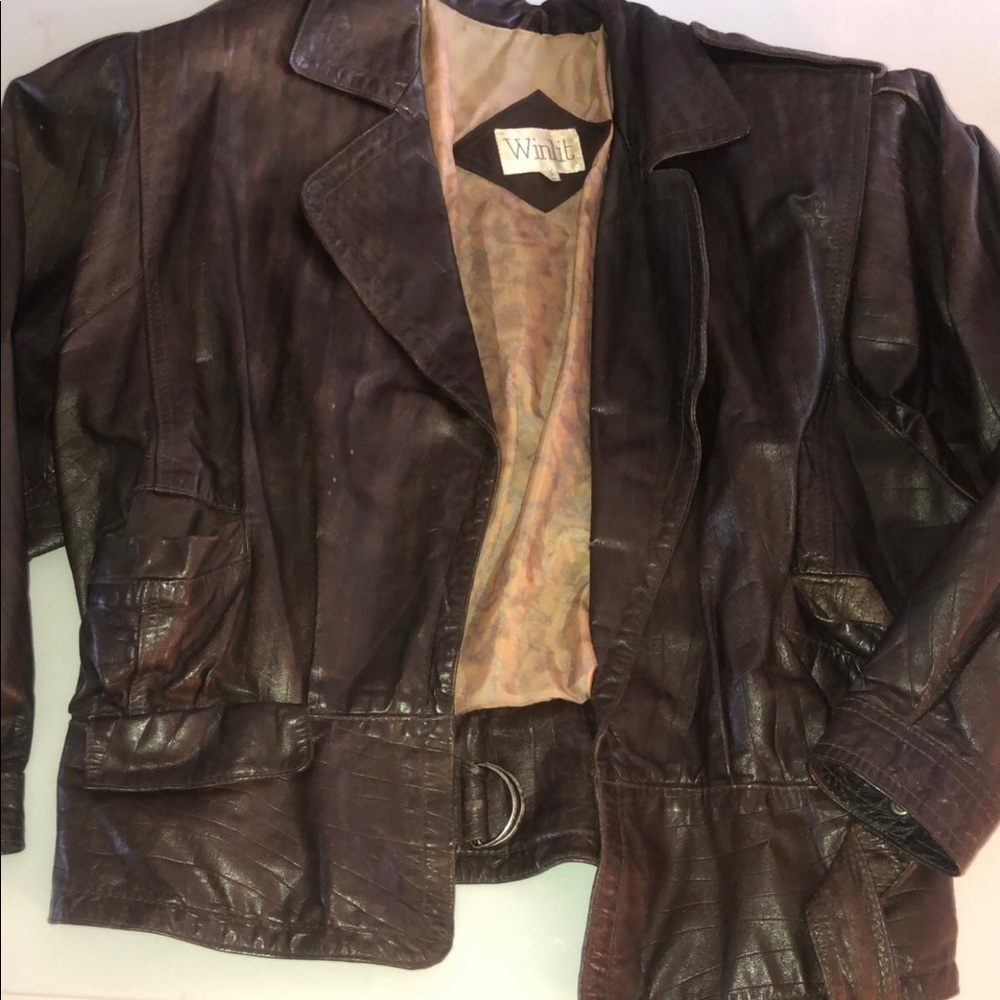 Winlit brown leather jacket with 3 pockets